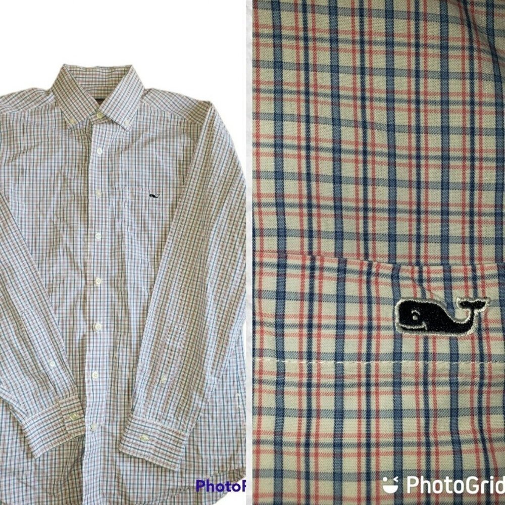 Mens VINEYARD VINES Tucker Shirt Long Sleeve Button Front Plaid Small